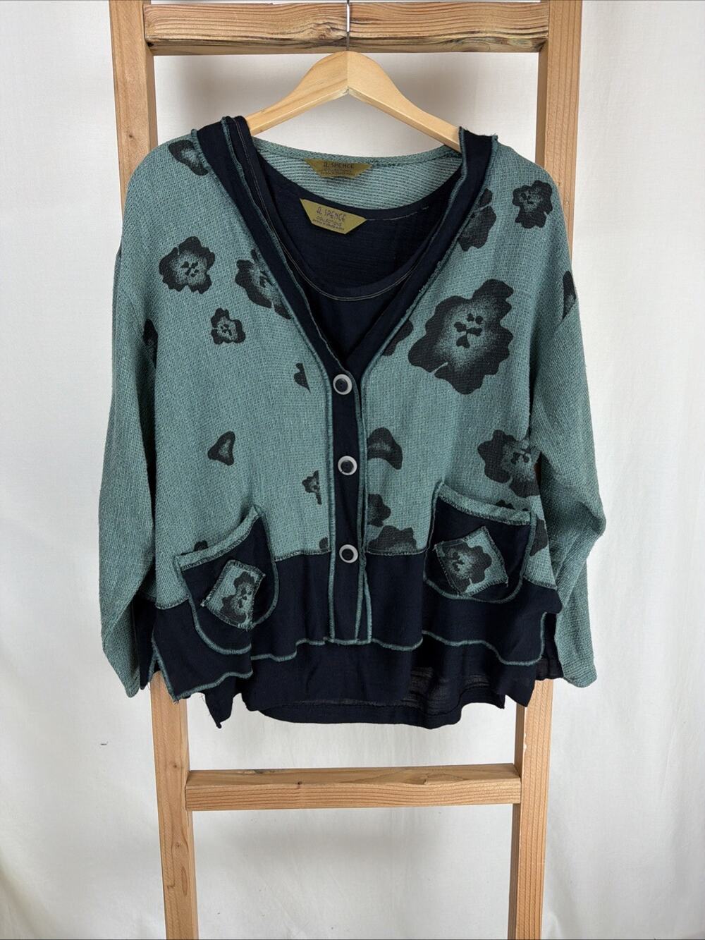 Vintage 90's A . Spence Green Button Up Jacket Tank Set #1035 Size XL